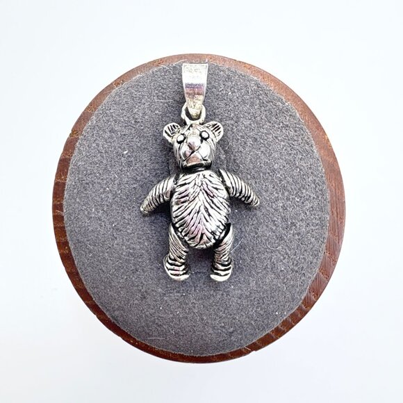VTG Sterling Silver 925 Teddy Bear Movable Limbs Textured Charm Size 1" Length - Picture 1 of 9